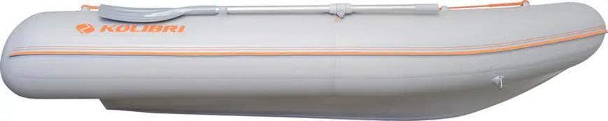 Колибри КМ-400ДСЛ (Kolibri KM-400DSL) светло-серая моторная килевая надувная лодка + фанерный пайол 22823 фото