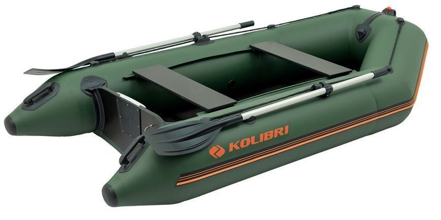 Колибри КМ-280Д (Kolibri KM-280D Профи) зелёная моторная килевая надувная лодка + слань-книжка 22807 фото