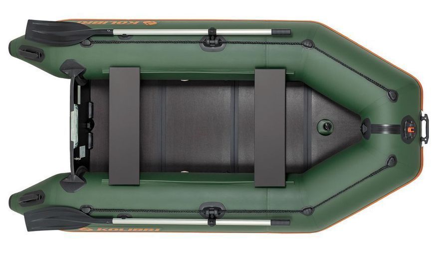 Колибри КМ-280Д (Kolibri KM-280D Профи) зелёная моторная килевая надувная лодка + слань-книжка 22807 фото