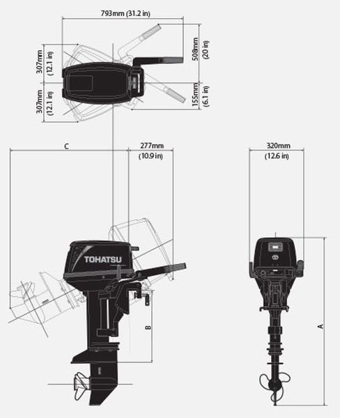 Човновий двигун Tohatsu M9.8B S 22584 фото