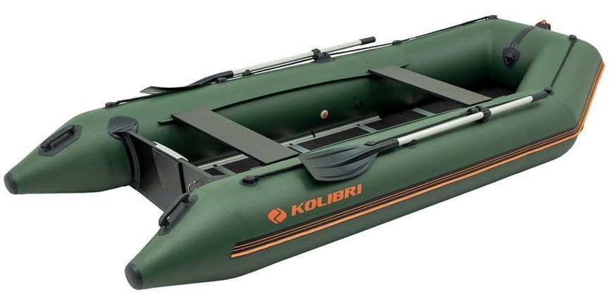 Колибри КМ-360Д (Kolibri KM-360D Профи) зелёная моторная килевая надувная лодка + фанерный пайол 22800 фото