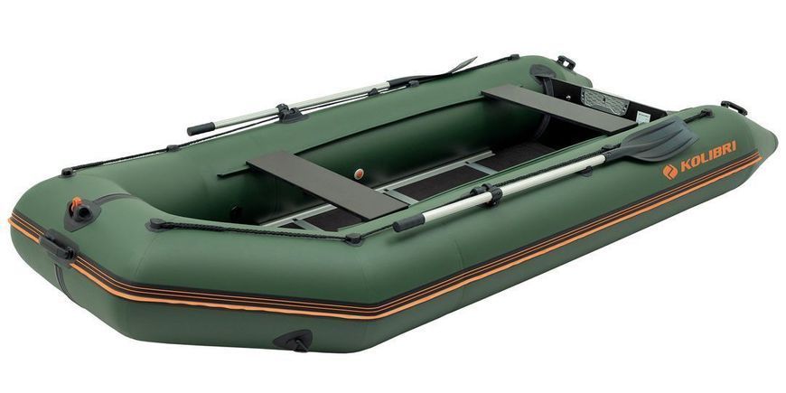 Колибри КМ-360Д (Kolibri KM-360D Профи) зелёная моторная килевая надувная лодка + фанерный пайол 22800 фото