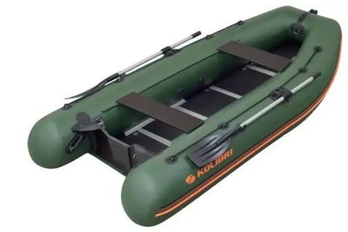 Колибри КМ-400ДСЛ (Kolibri KM-400DSL) зелёная моторная килевая надувная лодка + фанерный пайол 22823 фото