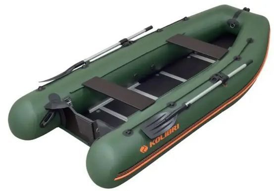Колибри КМ-450ДСЛ (Kolibri KM-450DSL) зелёная моторная килевая надувная лодка + фанерный пайол 22040 фото