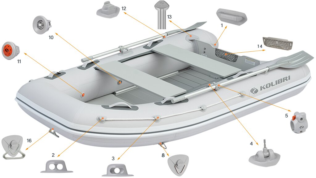 Фурнітура моторного човна Kolibri KM-270DXL