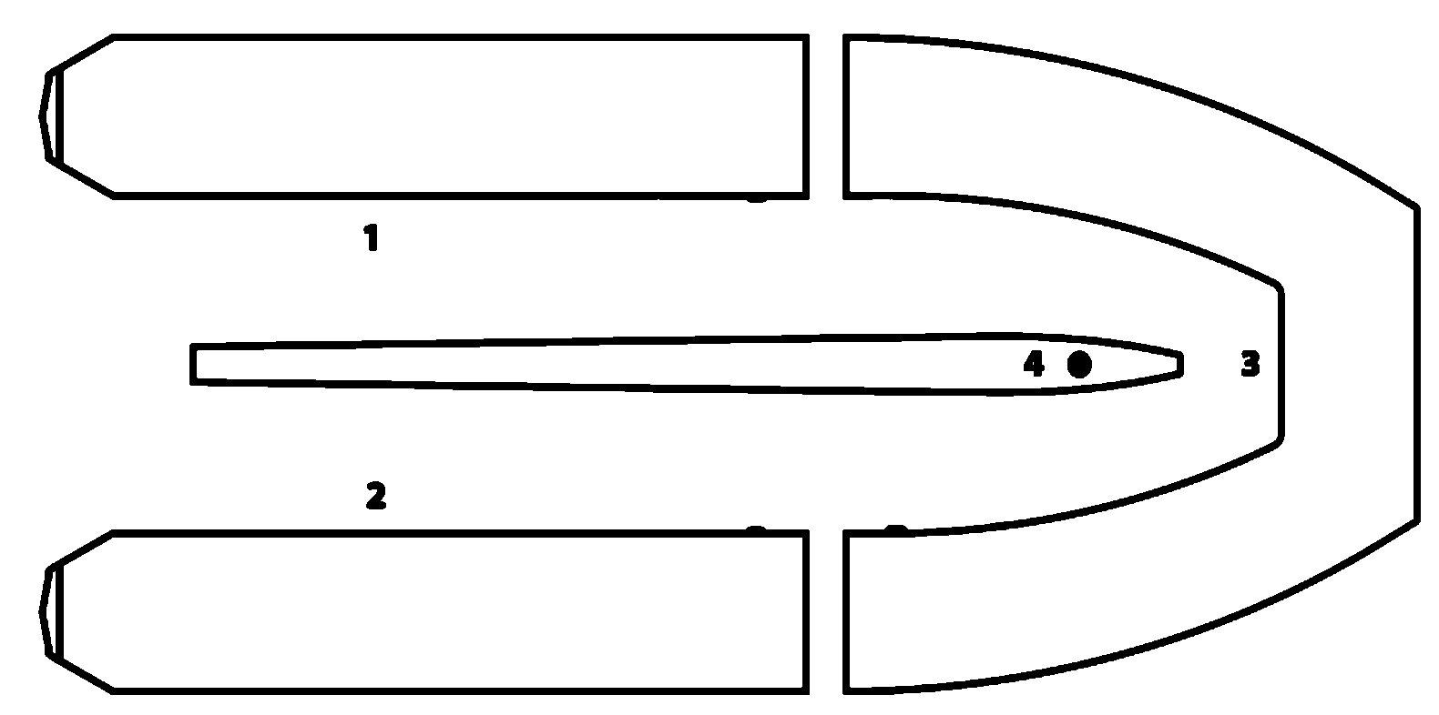 Схема відсіків човнаКолібрі KM-360DSL серії Sea Line